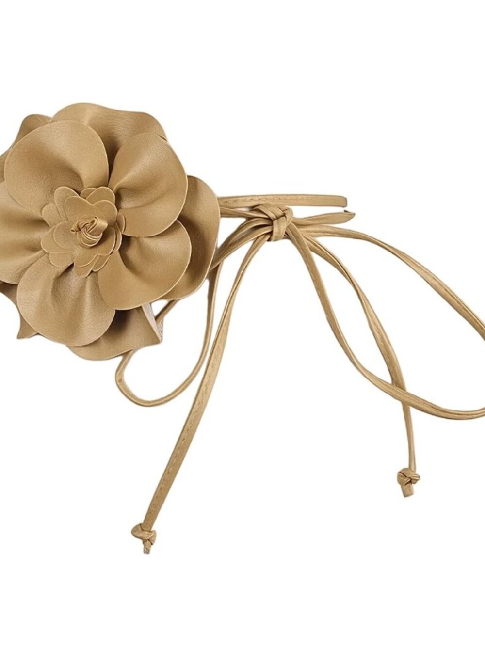 0.3 Inch Women Knotted Leather Boho Flower Rope Tassel Waistband Skinny PU